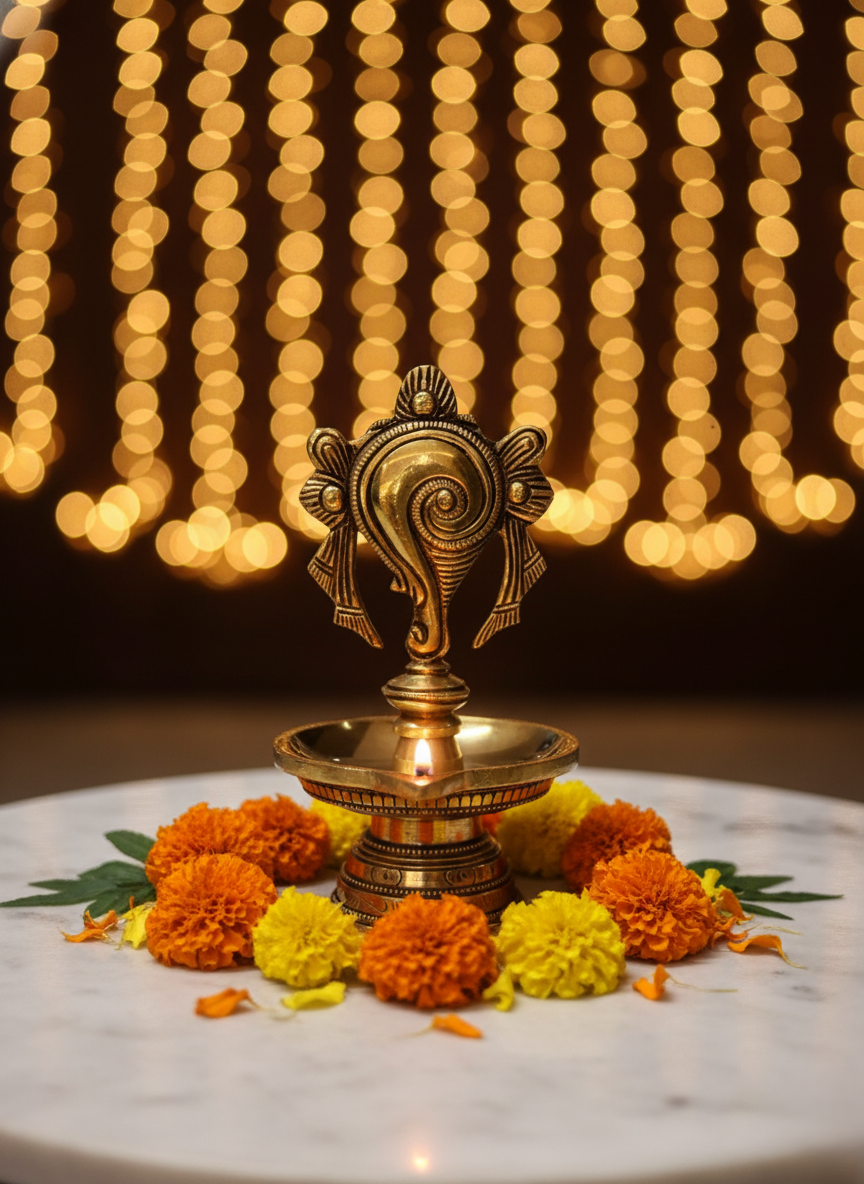Brass Shankh Diya