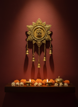 Brass Ganesha Lotus Wall Hanging With Bells