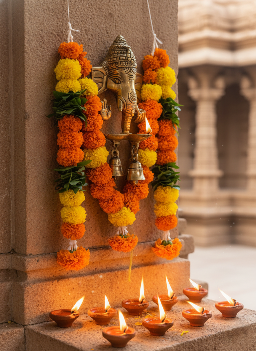 Brass Ganesha Bell Diya