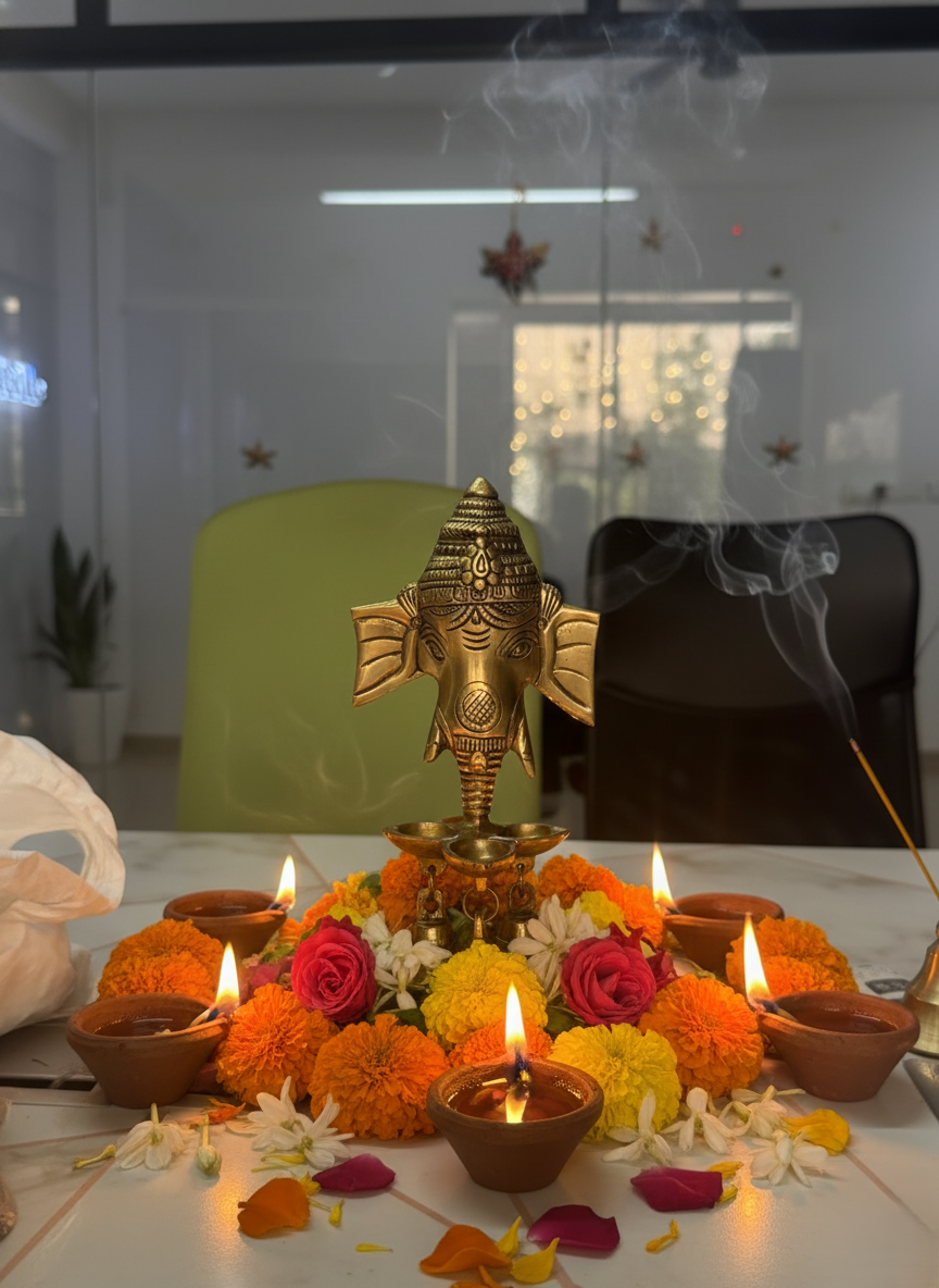 Brass Ganesha Bell Diya