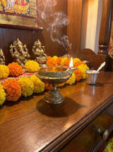 Brass Embossed Pooja Deepam on Stand