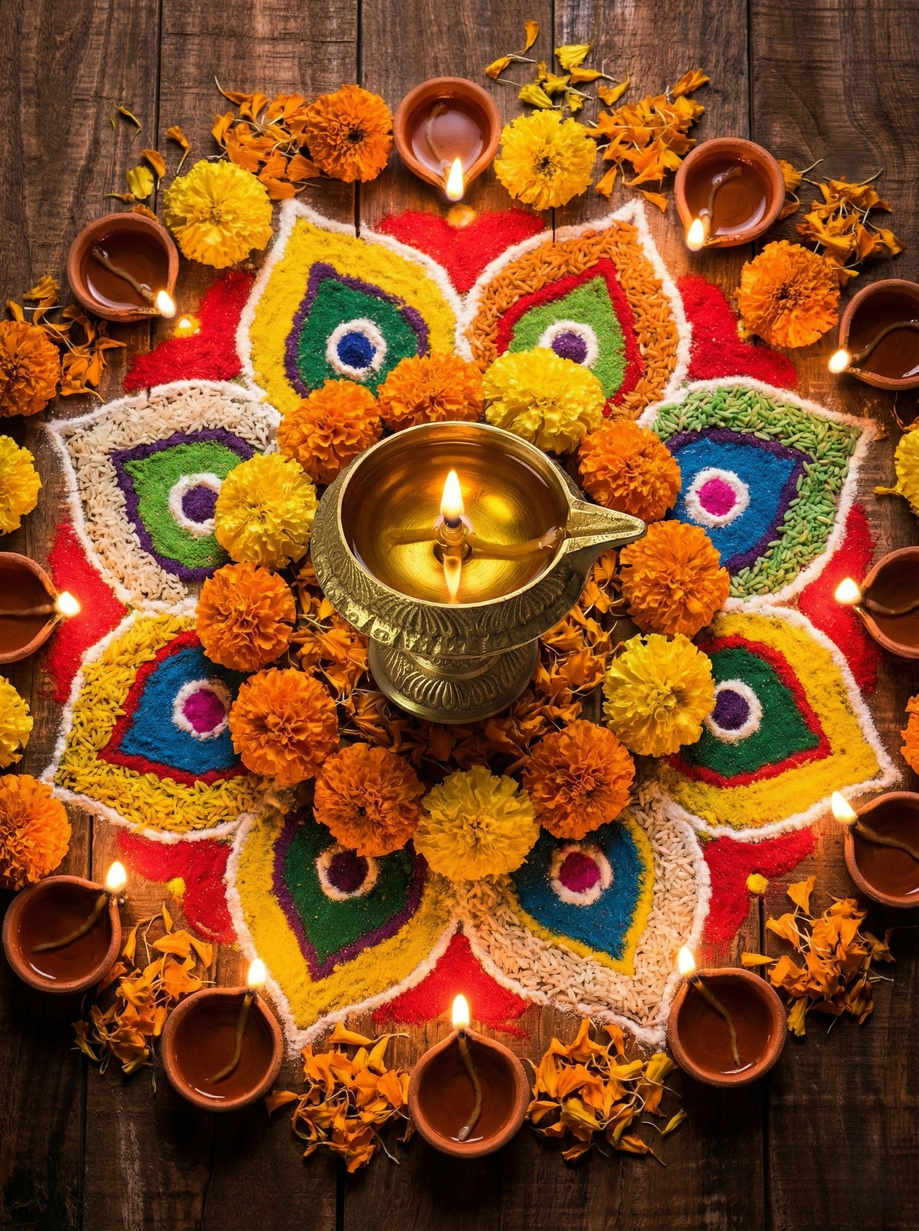 Brass Embossed Pooja Deepam on Stand