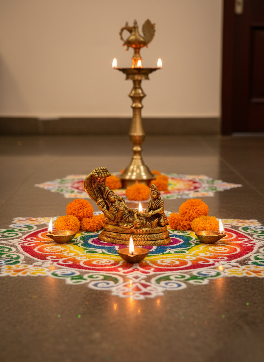 Brass Vishnu Ananta Shayana Idol