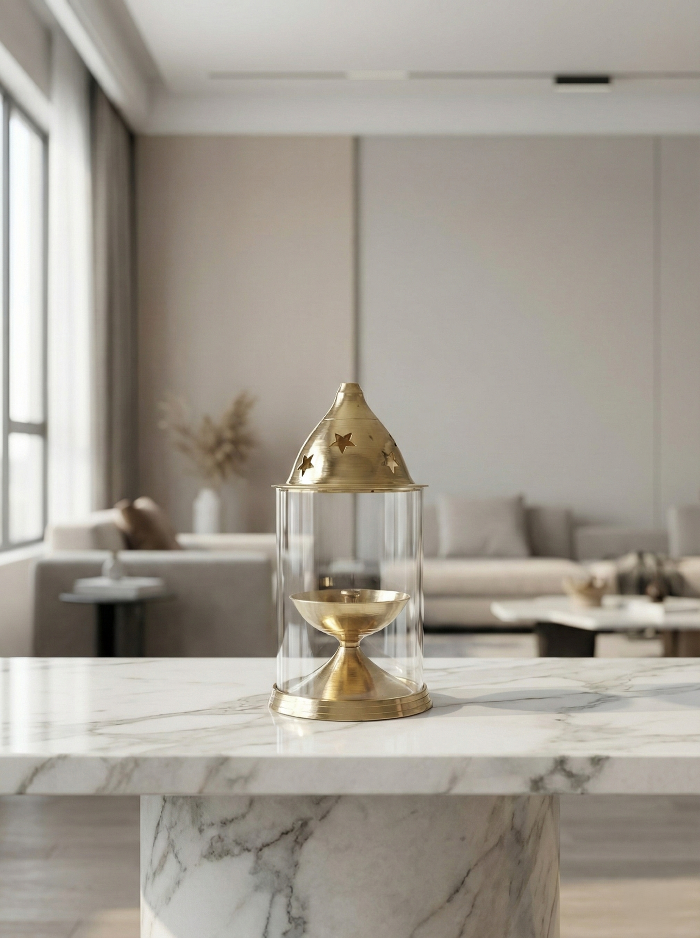 Brass Enclosed Akhand Diya (Traditional Long-Burn Lamp)