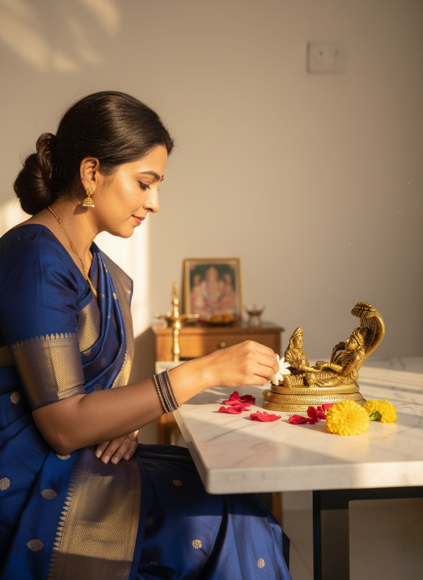 Brass Vishnu Ananta Shayana Idol